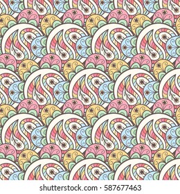 Vector paisley flower seamless pattern. Cute abstract floral background. Scrapbook cute spring paper