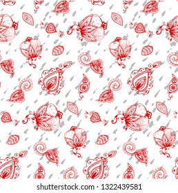 Vector paisley flowers seamless pattern. hand drawn elements.