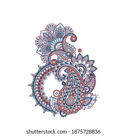 Patrón Vector Paisley en estilo indio floral