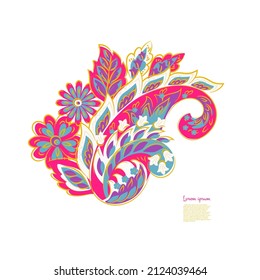 Vector Paisley pattern in floral indian style