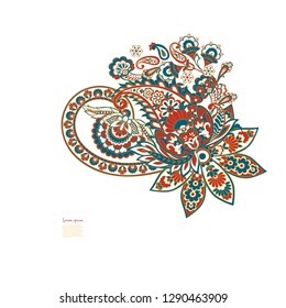 Vector Paisley pattern in indian style greeting card