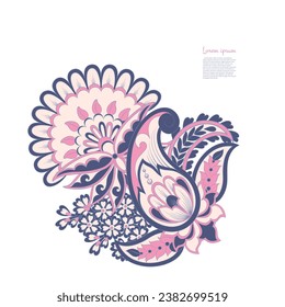 Patrón paisley vector. Flores de época Tarjeta decorativa de adorno, invitación, diseño web