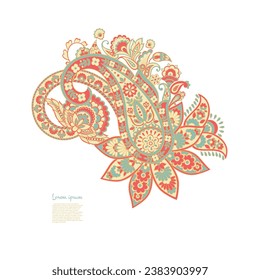 Vector paisley pattern. Vintage flowers Decorative ornament card, invitation, web design