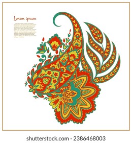 Vector paisley pattern. Vintage flowers Decorative ornament card, invitation, web design