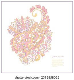 Vector paisley pattern. Vintage flowers Decorative ornament card, invitation, web design