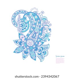 Vector paisley pattern. Vintage flowers Decorative ornament card, invitation, web design