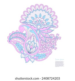 Vector paisley pattern. Vintage flowers Decorative ornament card, invitation, web design