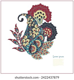 Vector paisley pattern. Vintage flowers Decorative ornament card, invitation, web design