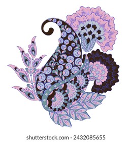 Vector patrón de paisley. Flores vintage Tarjeta de adorno decorativo, invitación, diseño web