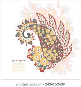 Vector paisley pattern. Vintage flowers Decorative ornament card, invitation, web design