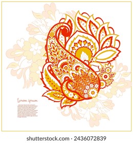 Vector patrón de paisley. Flores vintage Tarjeta de adorno decorativo, invitación, diseño web