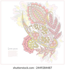 Vector paisley pattern. Vintage flowers Decorative ornament card, invitation, web design