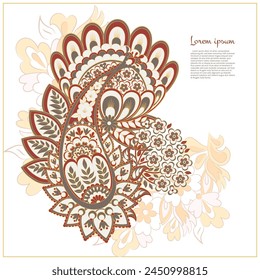 Patrón paisley de Vector. Antiguas flowers Tarjeta decorativa del ornamento, invitación, Diseño web