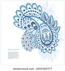 Vector paisley pattern. Vintage flowers Decorative ornament card, invitation, web design