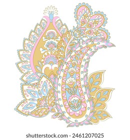 Vector paisley pattern. Vintage flowers Decorative ornament card, invitation, web design