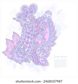 Vector paisley pattern. Vintage flowers Decorative ornament card, invitation, web design