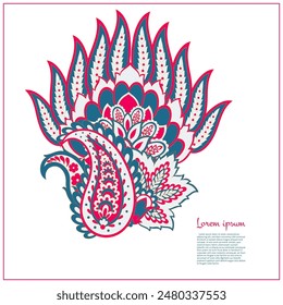 Vector paisley pattern. Vintage flowers Decorative ornament card, invitation, web design