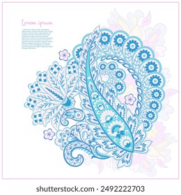 Vector paisley pattern. Vintage flowers Decorative ornament card, invitation, web design