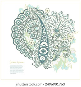 Vector paisley pattern. Vintage flowers Decorative ornament card, invitation, web design