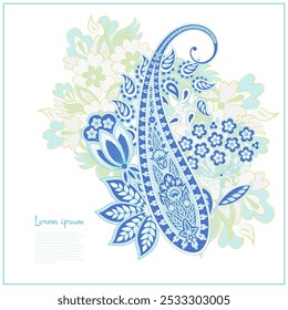 Patrón de Vector Paisley. Tarjeta decorativa del ornamento de las flores de Antiguas, invitación, Diseño web