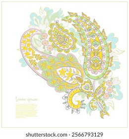 Vector paisley pattern. Vintage flowers Decorative ornament card, invitation, web design
