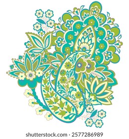 Vector paisley pattern. Vintage flowers Decorative ornament card, invitation, web design