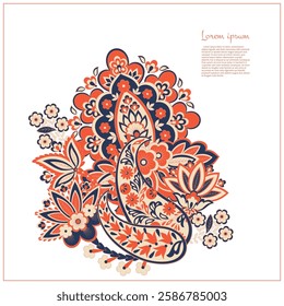 Vector paisley pattern. Vintage flowers Decorative ornament card, invitation, web design