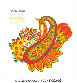 Vector paisley pattern. Vintage flowers Decorative ornament card, invitation, web design