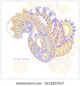 Vector paisley pattern. Vintage flowers Decorative ornament card, invitation, web design