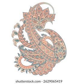 Patrón de Vector Paisley. Tarjeta decorativa del ornamento de las flores de Antiguas, invitación, Diseño web