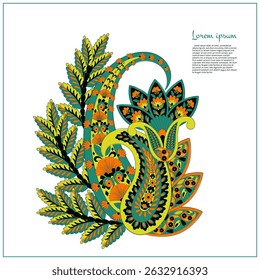 Vector paisley pattern. Vintage flowers Decorative ornament card, invitation, web design