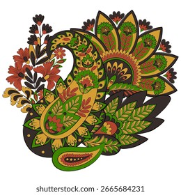 Vector paisley pattern. Vintage flowers Decorative ornament card, invitation, web design