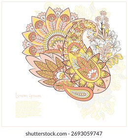 Vector paisley pattern. Vintage flowers Decorative ornament card, invitation, web design