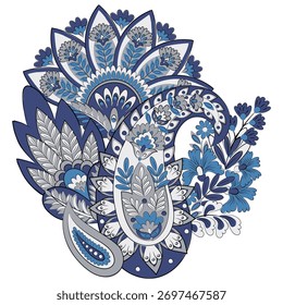 Padrão de paisley vetorial. Flores vintage Cartão ornamental decorativo, convite, web design