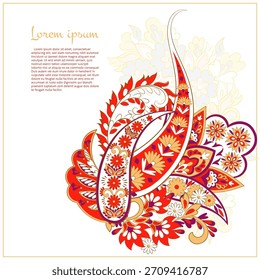 Vector paisley pattern. Vintage flowers Decorative ornament card, invitation, web design