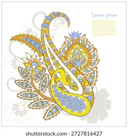 Patrón de Vector Paisley. Tarjeta decorativa del ornamento de las flores de Antiguas, invitación, Diseño web