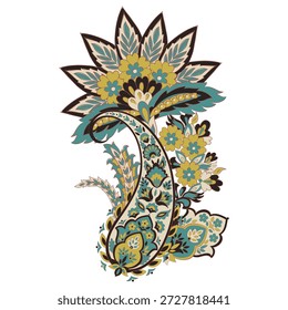 Patrón de Vector Paisley. Tarjeta decorativa del ornamento de las flores de Antiguas, invitación, Diseño web