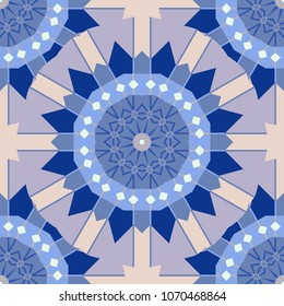 Vector paisley print hand drawn elements. Home decor. Seamless pattern with fantasy flowers, natural wallpaper, blue, violet and purple floral decoration curl illustration.