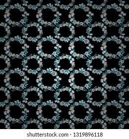 Vector paisley print hand drawn elements. Seamless pattern with fantasy flowers, natural wallpaper, black, blue and gray floral decoration curl illustration. Home decor.
