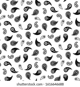 Vector paisley seamless pattern element. Floral classic monochrome texture for fabric print in terracotta colors.