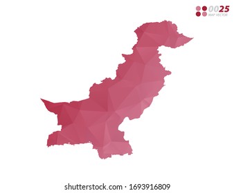 Vector of Pakistan map red polygon triangle mosaic with white background. style gradient.