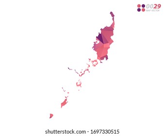 Vector of Palau map colorful polygon red triangle mosaic with white background. style gradient.