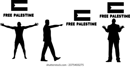 vector palestine man silhouette, Free Palestinian flag