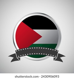Vector Palestine Round Flag Banner Vector Illustration