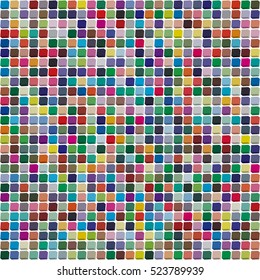 Vector palette. 484 different colors chaotically scattered in a shape of extruded square. Seamless pattern size 189 x 189 mm