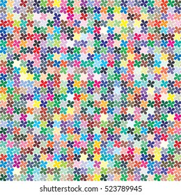 Vector palette. 484 different colors chaotically scattered in a shape of  four-leaf clover. Seamless pattern size 189 x 189 mm