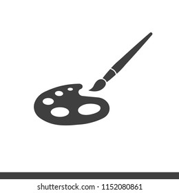 Vector palette with paintbrush icon isolated on white background