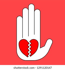 Vector palm with broken heart