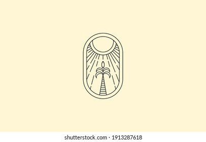 Vector de la plantilla del logotipo de cosecha de nubes de coco de color palma adecuado para la marca de productos clásica