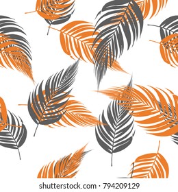 Vector palm grey and yellow tree pattern seamless background wallpaper, textile, fabric
